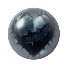 Cabochon en Verre Illustré Coeur Noir Barbelés Gothique 12 à 25mm  pour la Création de Bijoux Fantaisie - DIY