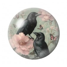 Cabochon en Verre Illustré Corbeaux Gothique 12 à 25mm  pour la Création de Bijoux Fantaisie - DIY
