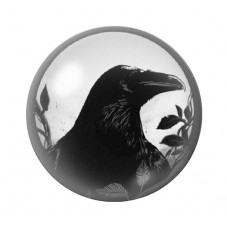 Cabochon en Verre Illustré Corbeau Lune Gothique 12 à 25mm  pour la Création de Bijoux Fantaisie - DIY