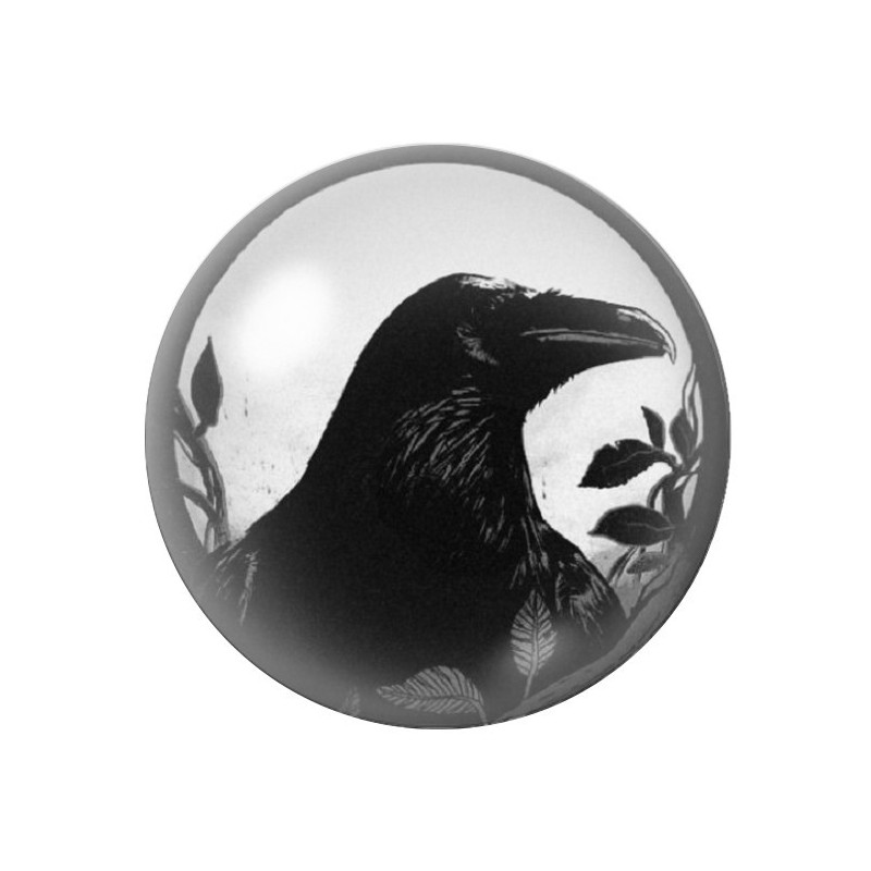 Cabochon en Verre Illustré Corbeau Lune Gothique 12 à 25mm