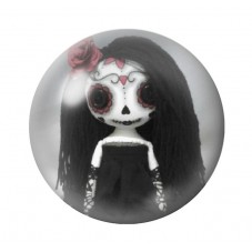 Cabochon en Verre Illustré Poupée Gothique 12 à 25mm  pour la Création de Bijoux Fantaisie - DIY