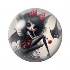 Cabochon en Verre Illustré Jeune Fille Démon Gothique 12 à 25mm  pour la Création de Bijoux Fantaisie - DIY