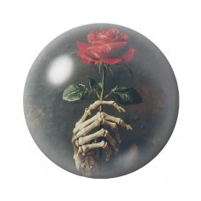 Cabochon en Verre Illustré Main Squelette Rose Rouge Gothique 12 à 25mm  pour la Création de Bijoux Fantaisie - DIY