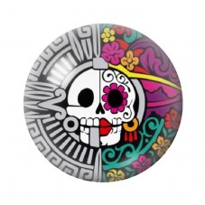 Cabochon en Verre Illustré Calavera Gothique 12 à 25mm  pour la Création de Bijoux Fantaisie - DIY