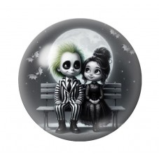 Cabochon en Verre Illustré Beetlejuice Gothique 12 à 25mm  pour la Création de Bijoux Fantaisie - DIY