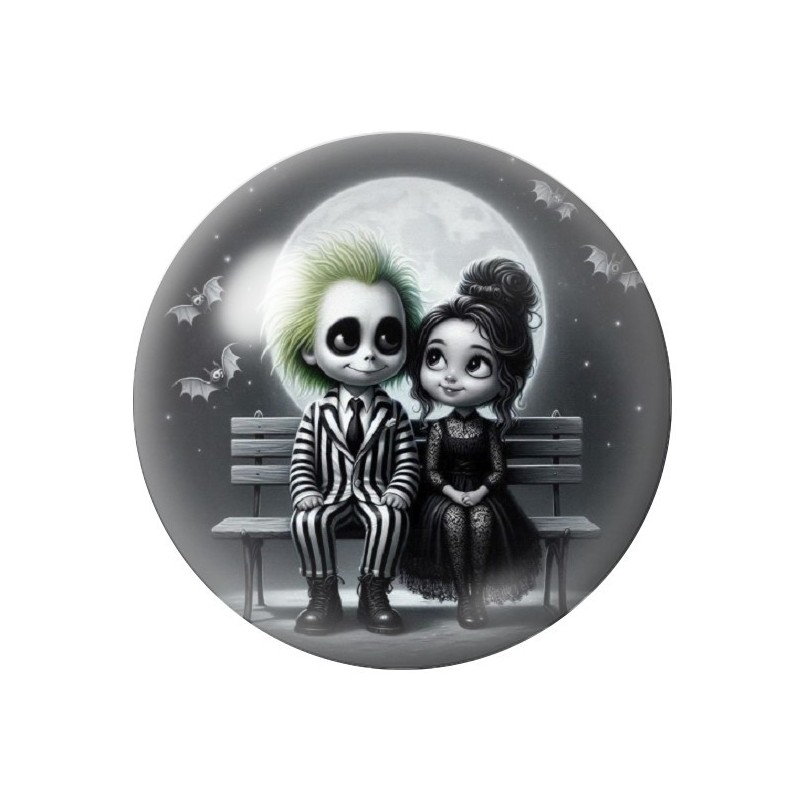 Cabochon en Verre Illustré Beetlejuice Gothique 12 à 25mm