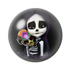 Cabochon en Verre Illustré Calavera Gothique 12 à 25mm  pour la Création de Bijoux Fantaisie - DIY