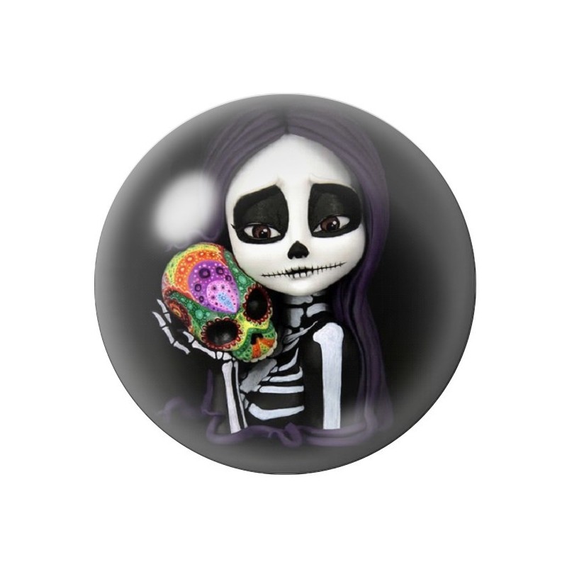 Cabochon en Verre Illustré Calavera Gothique 12 à 25mm