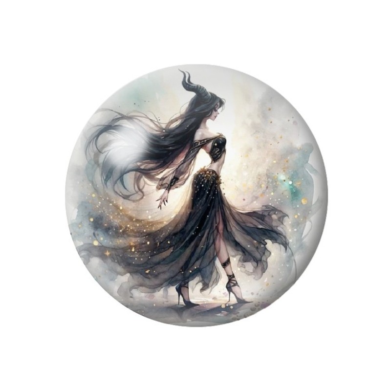 Cabochon en Verre Illustré Maléfique Gothique 12 à 25mm