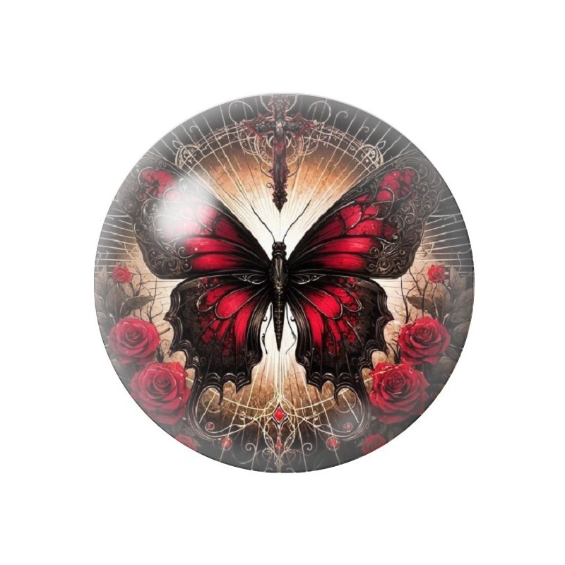 Cabochon en Verre Illustré Papillon Gothique 12 à 25mm