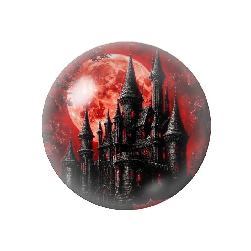 Cabochon en Verre Illustré Château Gothique 12 à 25mm