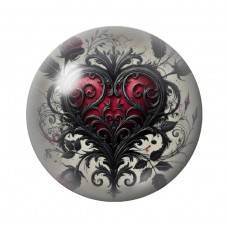 Cabochon en Verre Illustré Coeur Gothique 12 à 25mm  pour la Création de Bijoux Fantaisie - DIY