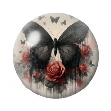 Cabochon en Verre Illustré Papillon Gothique 12 à 25mm  pour la Création de Bijoux Fantaisie - DIY