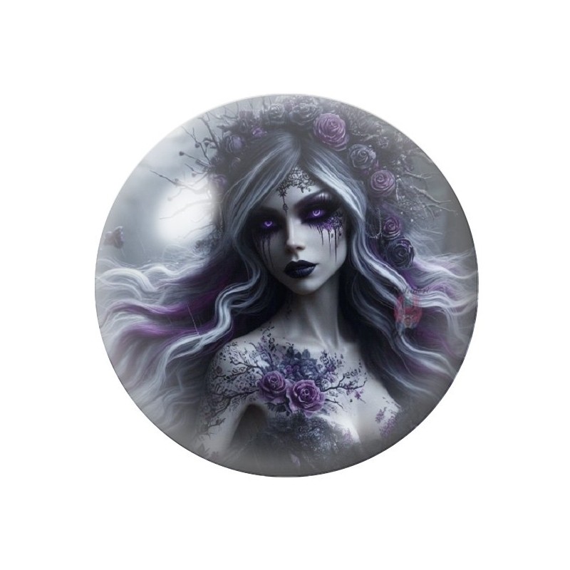 Cabochon en Verre Illustré Femme Gothique 12 à 25mm