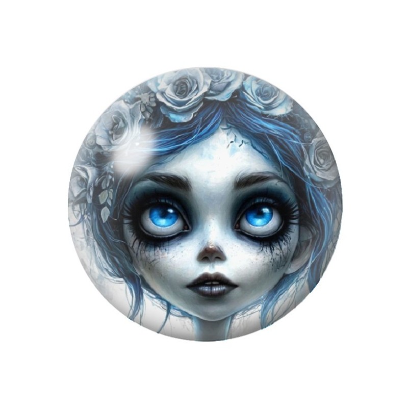 Cabochon en Verre Illustré Mariée Fantôme Gothique 12 à 25mm