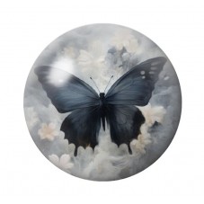 Cabochon en Verre Illustré Papillon Noir Gothique 12 à 25mm  pour la Création de Bijoux Fantaisie - DIY