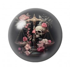 Cabochon en Verre Illustré Balance Tête de Mort Fleurs Gothique 12 à 25mm  pour la Création de Bijoux Fantaisie - DIY