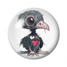 Cabochon en Verre Illustré Corbeau Coeur Gothique 12 à 25mm  pour la Création de Bijoux Fantaisie - DIY