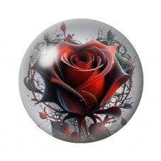 Cabochon en Verre Illustré Rose Rouge Gothique 12 à 25mm  pour la Création de Bijoux Fantaisie - DIY