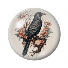 Cabochon en Verre Illustré Corbeau Gothique 12 à 25mm  pour la Création de Bijoux Fantaisie - DIY
