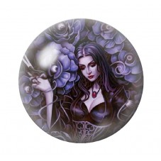 Cabochon en Verre Illustré Femme Fleurs Oeil Gothique 12 à 25mm  pour la Création de Bijoux Fantaisie - DIY