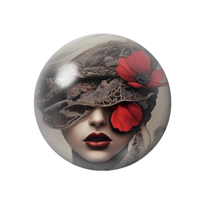 Cabochon en Verre Illustré Femme Gothique 12 à 25mm