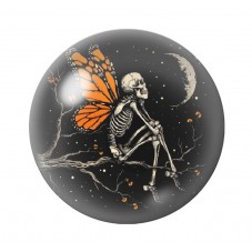 Cabochon en Verre Illustré Squelette Papillon Gothique 12 à 25mm  pour la Création de Bijoux Fantaisie - DIY