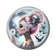 Cabochon en Verre Illustré Femme Gothique 12 à 25mm  pour la Création de Bijoux Fantaisie - DIY