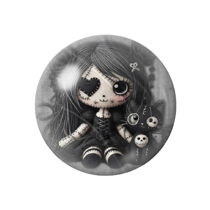 Cabochon en Verre Illustré Poupée Gothique 12 à 25mm