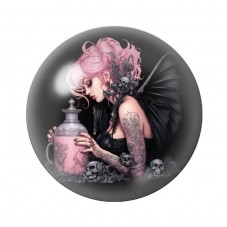 Cabochon en Verre Illustré Femme Démon Gothique 12 à 25mm  pour la Création de Bijoux Fantaisie - DIY
