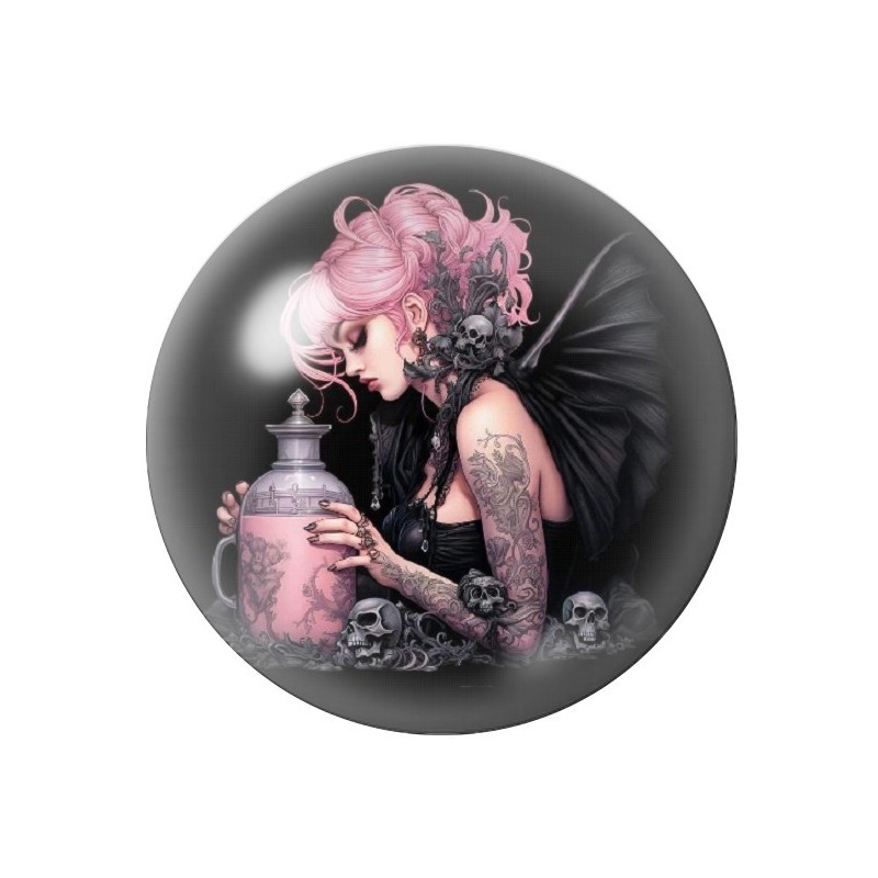 Cabochon en Verre Illustré Femme Démon Gothique 12 à 25mm