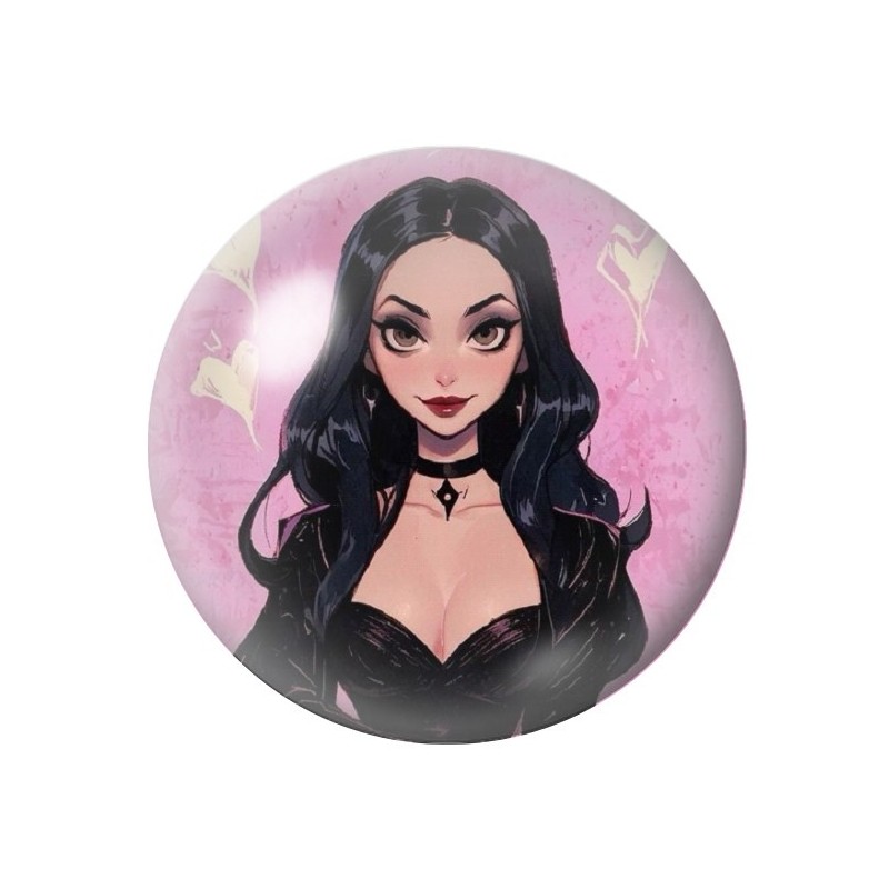 Cabochon en Verre Illustré Femme Gothique 12 à 25mm