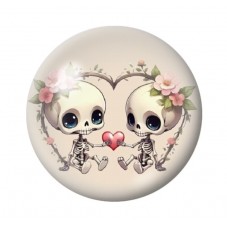 Cabochon en Verre Illustré Squelettes Amoureux Gothique 12 à 25mm  pour la Création de Bijoux Fantaisie - DIY