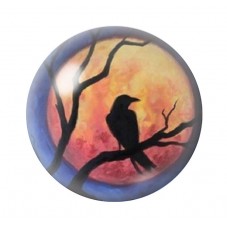 Cabochon en Verre Illustré Corbeau Gothique 12 à 25mm  pour la Création de Bijoux Fantaisie - DIY