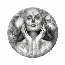 Cabochon en Verre Illustré Calavera Gothique 12 à 25mm  pour la Création de Bijoux Fantaisie - DIY
