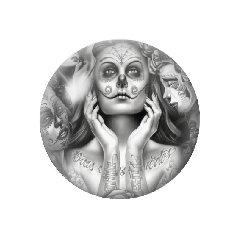Cabochon en Verre Illustré Calavera Gothique 12 à 25mm