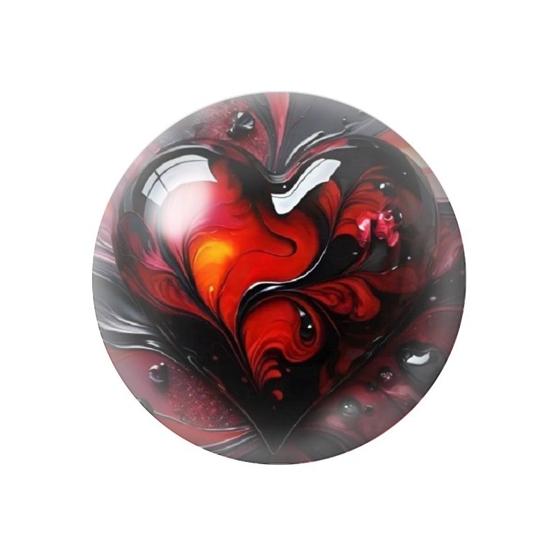 Cabochon en Verre Illustré Coeur Gothique 12 à 25mm