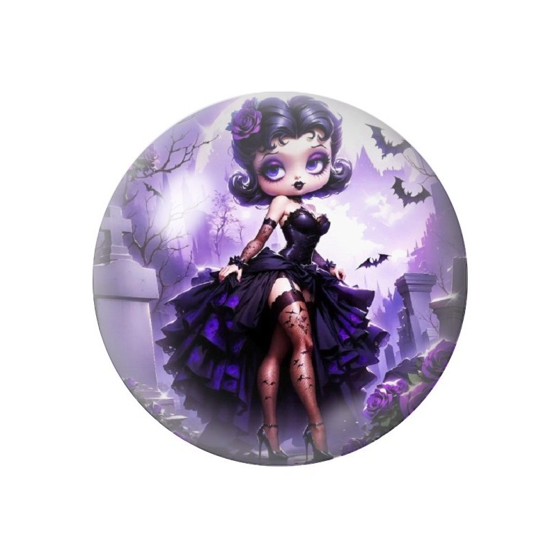 Cabochon en Verre Illustré Bettey Boop Gothique 12 à 25mm