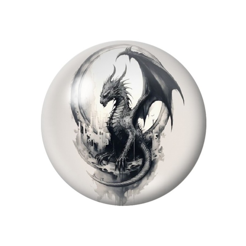 Cabochon en Verre Illustré Dragon Gothique 12 à 25mm