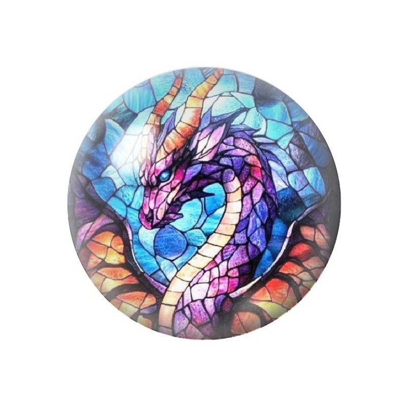 Cabochon en Verre Illustré Dragon Gothique 12 à 25mm