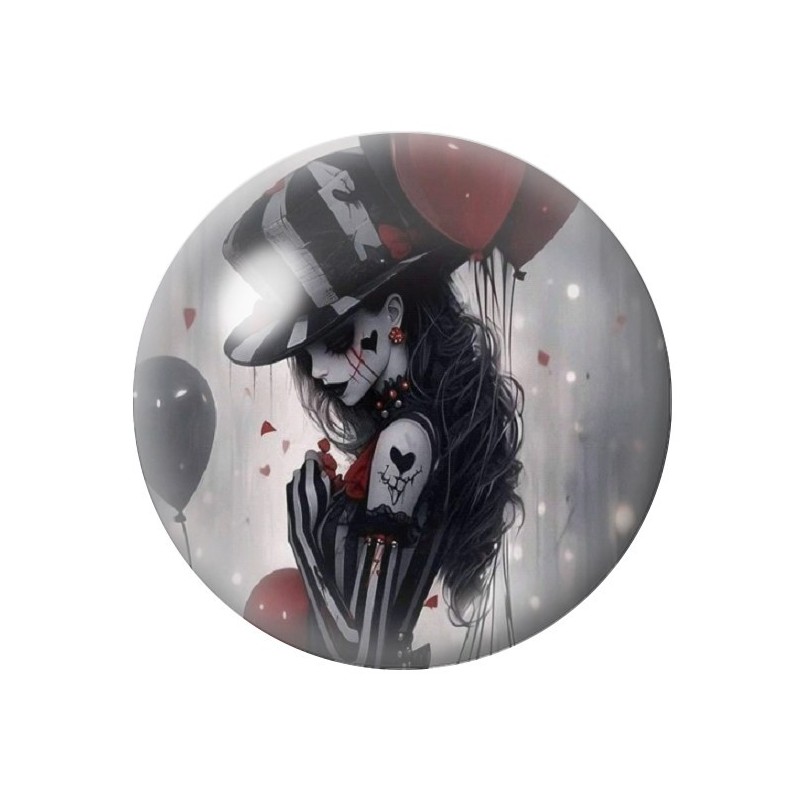Cabochon en Verre Illustré Femme Ballons Gothique 12 à 25mm