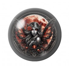 Cabochon en Verre Illustré Fée Gothique 12 à 25mm  pour la Création de Bijoux Fantaisie - DIY