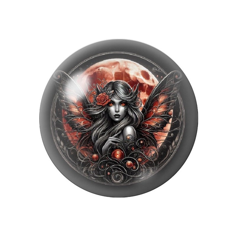 Cabochon en Verre Illustré Fée Gothique 12 à 25mm