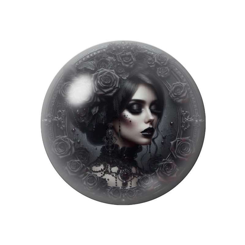 Cabochon en Verre Illustré Femme Gothique 12 à 25mm