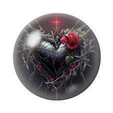 Cabochon en Verre Illustré Coeur Gothique 12 à 25mm  pour la Création de Bijoux Fantaisie - DIY