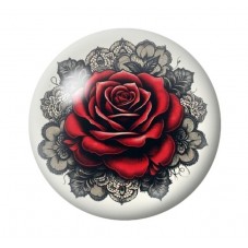 Cabochon en Verre Illustré Rose Rouge Gothique 12 à 25mm  pour la Création de Bijoux Fantaisie - DIY