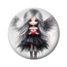 Cabochon en Verre Illustré Ange Coeur Gothique 12 à 25mm  pour la Création de Bijoux Fantaisie - DIY