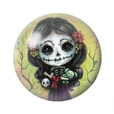Cabochon en Verre Illustré Calavera Gothique 12 à 25mm  pour la Création de Bijoux Fantaisie - DIY