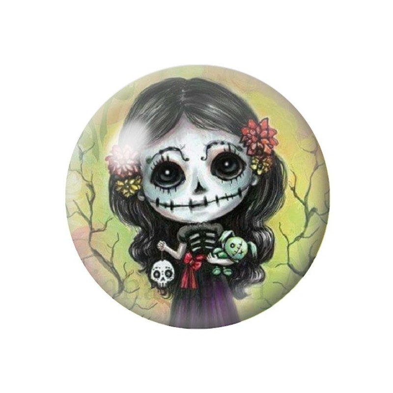 Cabochon en Verre Illustré Calavera Gothique 12 à 25mm