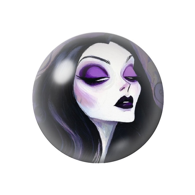 Cabochon en Verre Illustré Femme Gothique 12 à 25mm